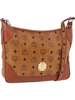 MCM Vicetos Shoulder Bag PVC Leather Brown Gold Tone